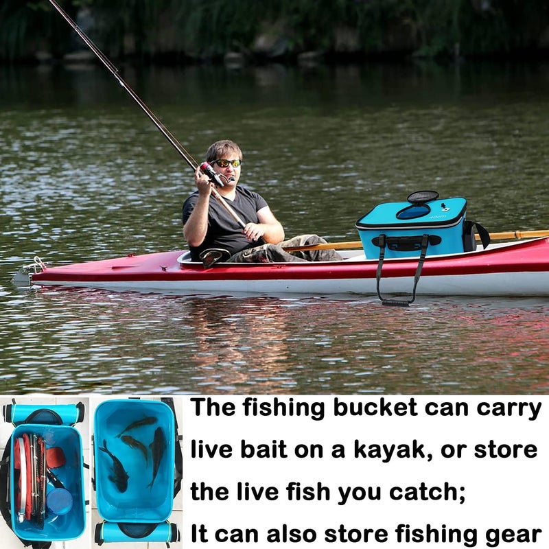 Grneric Fishing Bucket, 6Gallon/8Gallon/10Gallon Foldable Fish Bucket,Live Fish Container Multi-Functional Live Fish Bait Bucket,Outdoor Camping EVA Fishing Bag and Fish Protection Bucket - Image 4